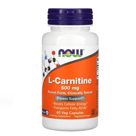 L-Carnitine, 500mg, 60 vcaps, NOW Foods - Vitax.ro