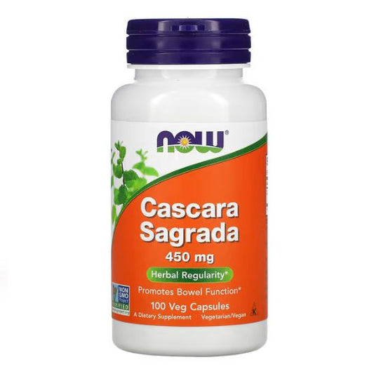 Cascara Sagrada, 450mg, 100 vcaps, NOW Foods - Vitax.ro
