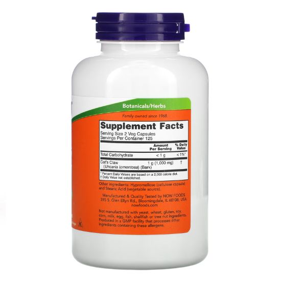 Cat's Claw, 500mg, 250 vcaps, NOW Foods - Vitax.ro