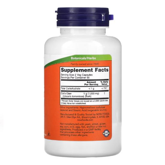 Cat's Claw, 500mg, 100 vcaps, NOW Foods - Vitax.ro