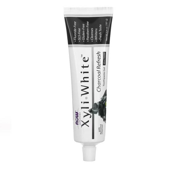 XyliWhite, Charcoal Refresh Toothpaste Gel, 181g, NOW Foods - Vitax.ro