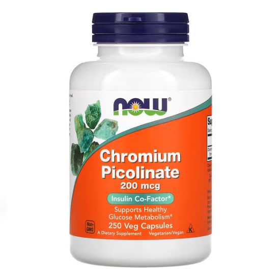 Chromium Picolinate, 200mcg, 250 vcaps, NOW Foods - Vitax.ro