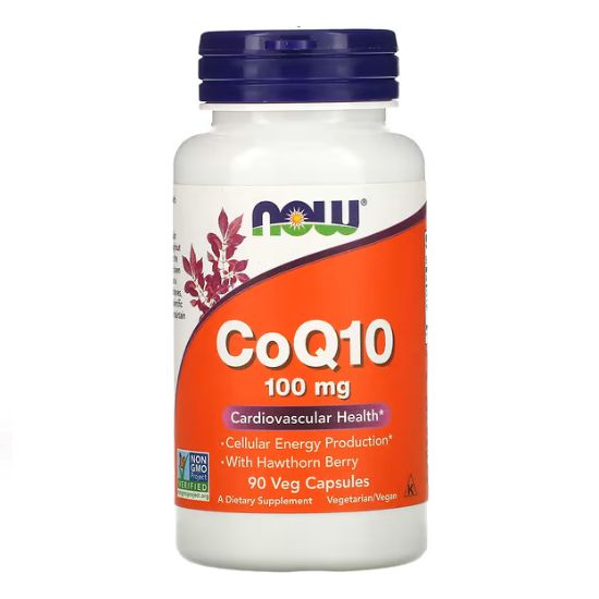 CoQ10 with Hawthorn Berry, 100mg, 90 vcaps, NOW Foods - Vitax.ro