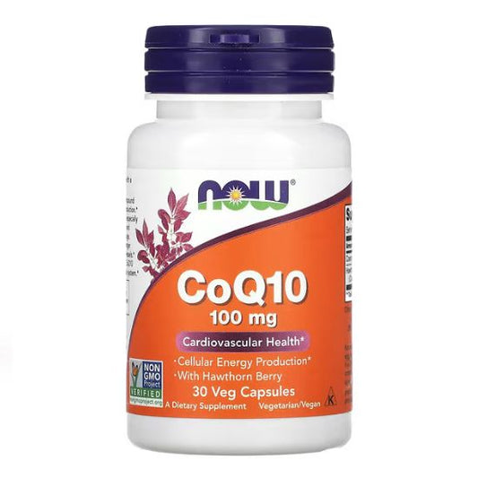 CoQ10 with Hawthorn Berry, 100mg, 30 vcaps, NOW Foods - Vitax.ro