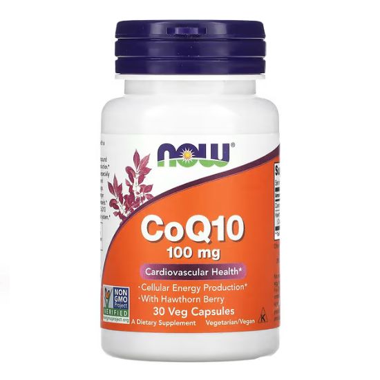 CoQ10 with Hawthorn Berry, 100mg, 30 vcaps, NOW Foods - Vitax.ro
