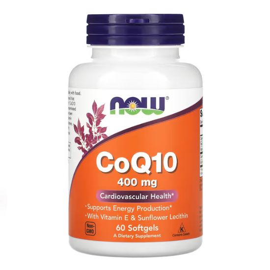 CoQ10 with Lecithin & Vitamin E, 400mg, 60 softgels, NOW Foods - Vitax.ro