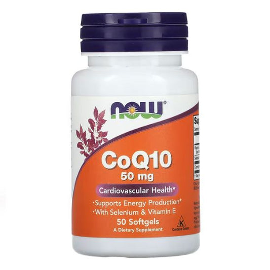 CoQ10 with Selenium & Vitamin E, 50mg, 50 softgels, NOW Foods - Vitax.ro