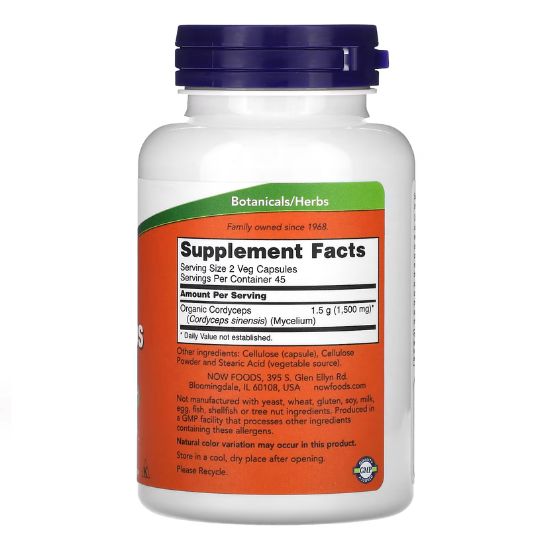 Cordyceps, 750mg, 90 vcaps, NOW Foods - Vitax.ro