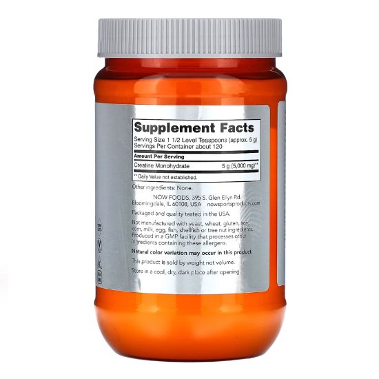 Creatine Monohydrate, Pure Powder, 600g, NOW Foods - Vitax.ro