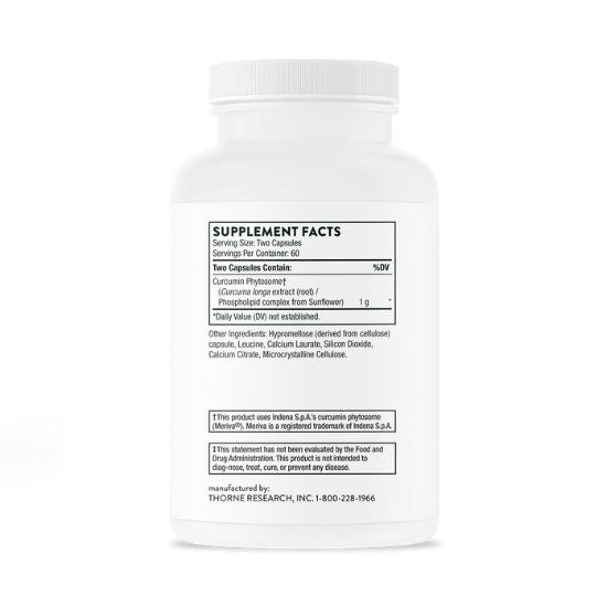Curcumin Phytosome, 1.000 mg, 120 capsule, Thorne Research - Vitax.ro
