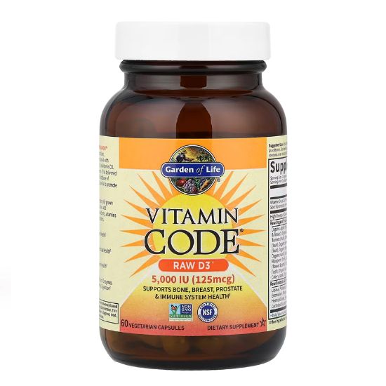Vitamin Code Raw D3, 5000 IU, 60 vcaps, Garden of Life - Vitax.ro