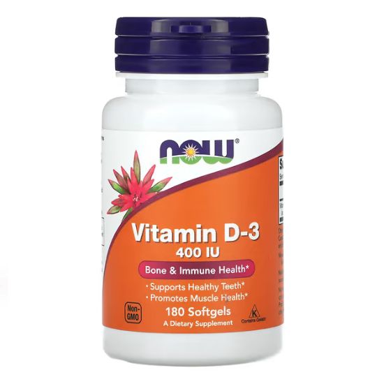 Vitamin D-3, 400 IU, 180 softgels, NOW Foods - Vitax.ro