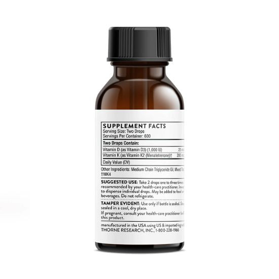 Vitamina D + K2, 30 ml, Thorne Research - Vitax.ro