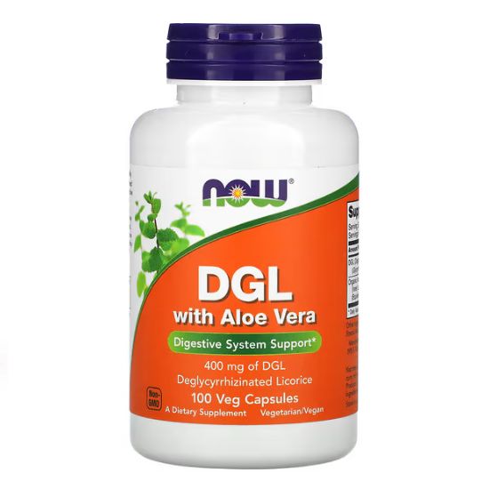 DGL with Aloe Vera, 100 vcaps, NOW Foods - Vitax.ro