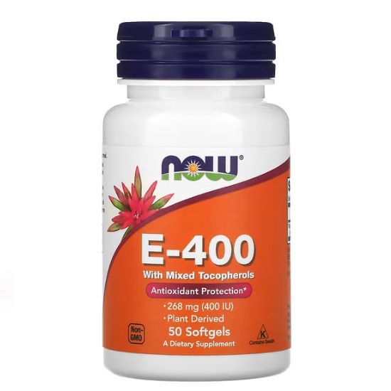 Vitamin E-400, Natural (Mixed Tocopherols), 50 softgels, NOW Foods - Vitax.ro
