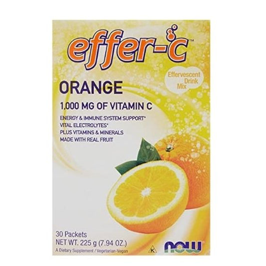 Effer-C, Orange, 30 packets, NOW Foods - Vitax.ro