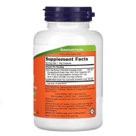 EGCg Green Tea Extract, 400mg, 180 vcaps, NOW Foods - Vitax.ro