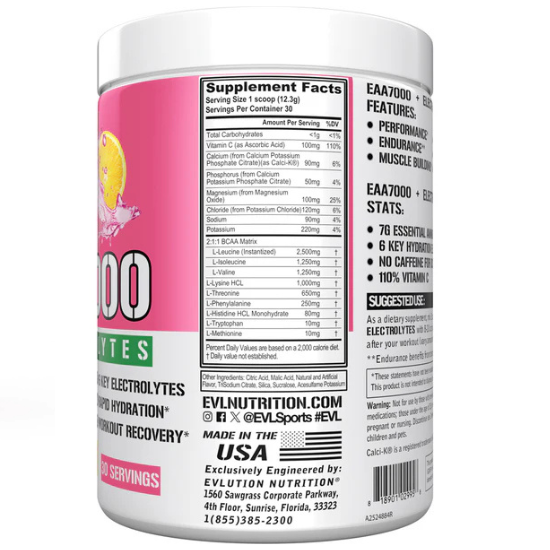 EAA 7000 + Electrolytes, Pink Lemonade, 369g, EVLution Nutrition - Vitax.ro