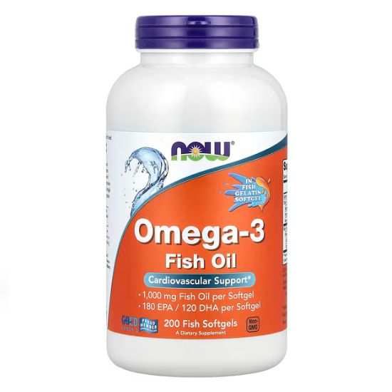 Omega-3 Molecularly Distilled, 200 fish softgels, NOW Foods - Vitax.ro