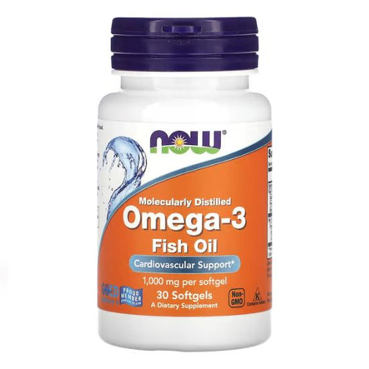 Omega-3 Molecularly Distilled, 30 softgels, NOW Foods - Vitax.ro