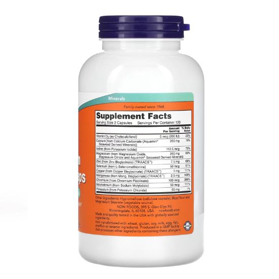 Full Spectrum Minerals, Iron-Free, 240 caps, NOW Foods - Vitax.ro