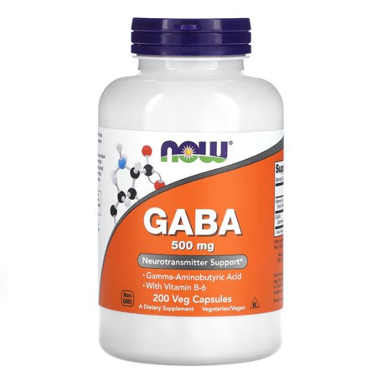 GABA with Vitamin B6, 500mg, 200 vcaps, NOW Foods - Vitax.ro
