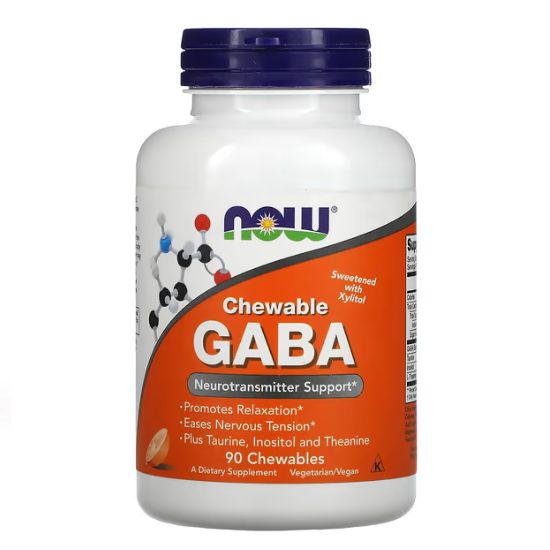 GABA Chewable with Taurine, Inositol and L-Theanine, 90 chewables, NOW Foods - Vitax.ro