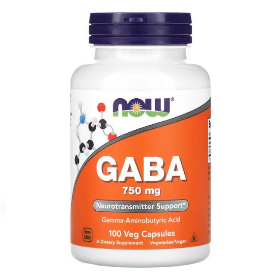 GABA, 750mg, 100 vcaps, NOW Foods - Vitax.ro