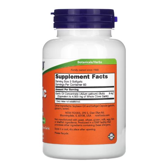 Garlic Oil, 1500mg, 250 softgels, NOW Foods - Vitax.ro