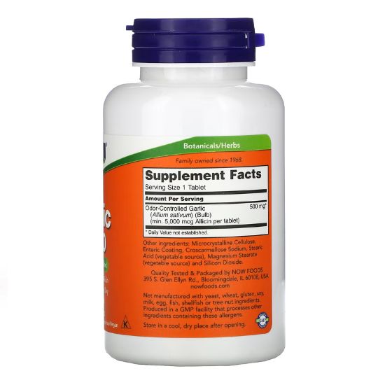 Garlic 5000, Odor Controlled, 90 tablets, NOW Foods - Vitax.ro