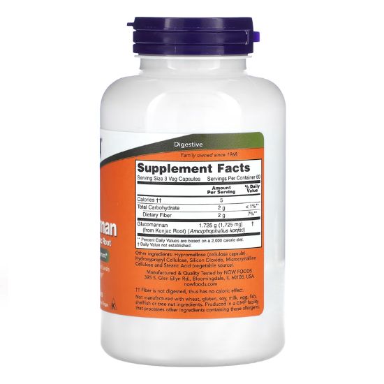 Glucomannan from Konjac Root, 575mg, 180 caps, NOW Foods - Vitax.ro