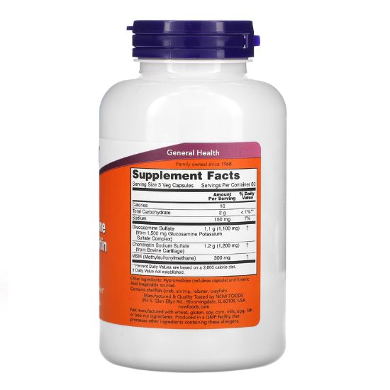 Glucosamine & Chondroitin with MSM, 180 caps, NOW Foods - Vitax.ro