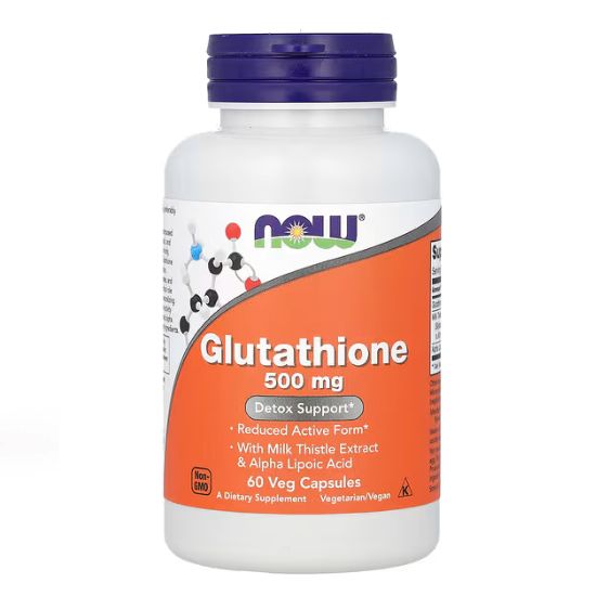 Glutathione with Milk Thistle Extract & Alpha Lipoic Acid, 500mg, 60 vcaps, NOW Foods - Vitax.ro