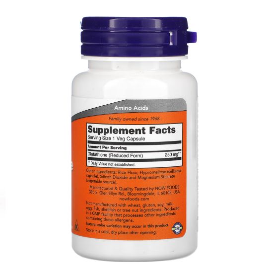 Glutathione, 250mg, 60 vcaps, NOW Foods - Vitax.ro