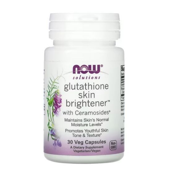 Glutathione Skin Brightener with Ceramosides, 30 vcaps, NOW Foods - Vitax.ro