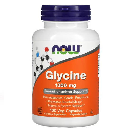 Glycine, 1000mg, 100 vcaps, NOW Foods - Vitax.ro