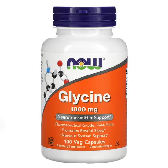 Glycine, 1000mg, 100 vcaps, NOW Foods - Vitax.ro