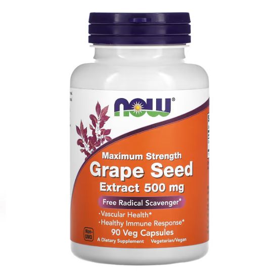 Grape Seed Maximum Strength, 500mg, 90 vcaps, NOW Foods - Vitax.ro