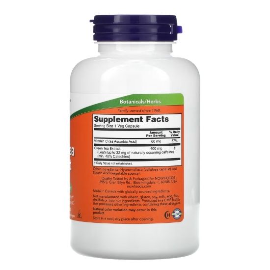 Green Tea Extract, 400mg, 250 vcaps, NOW Foods - Vitax.ro