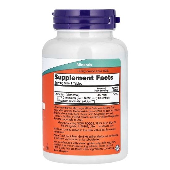 GTF Chromium, 200mcg, 250 tabs, NOW Foods - Vitax.ro