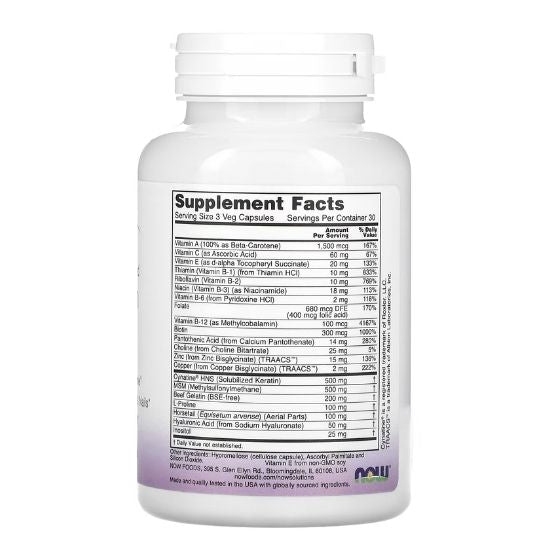 Hair, Skin & Nails, 90 vcaps, NOW Foods - Vitax.ro