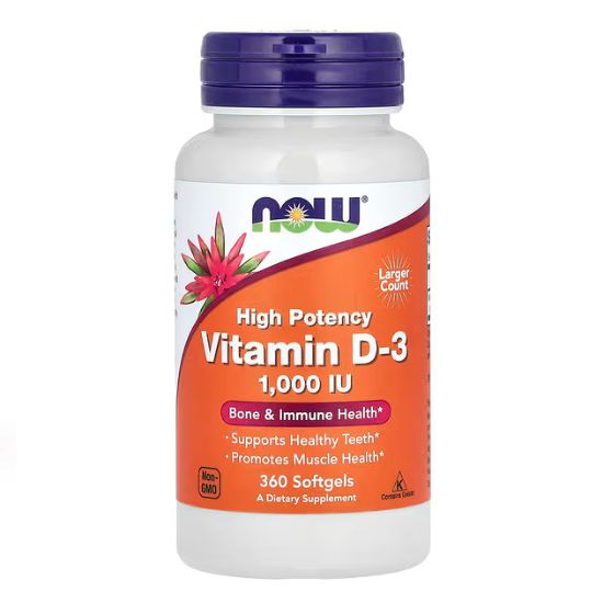 Vitamin D-3, 1000 IU, 360 softgels, NOW Foods - Vitax.ro