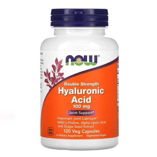 Hyaluronic Acid, 100mg Double Strength, 120 vcaps, NOW Foods - Vitax.ro