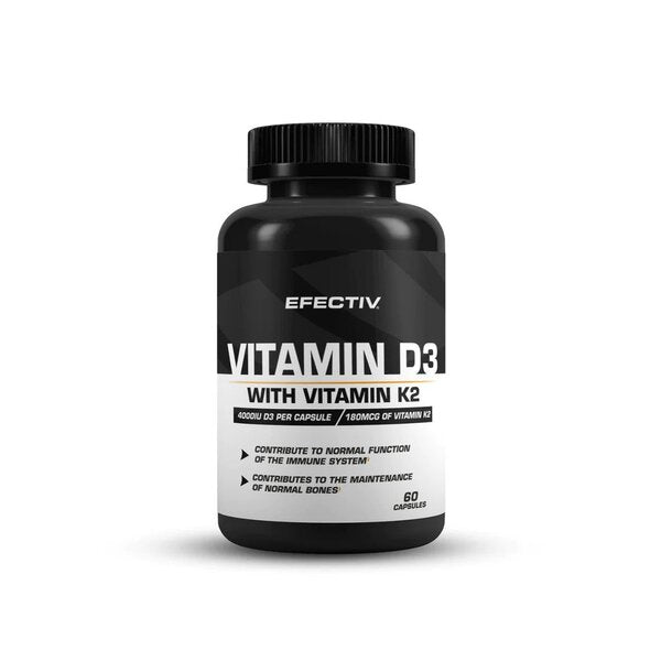 Vitamin D3 with Vitamin K2, 60 caps, Efectiv Nutrition - Vitax.ro