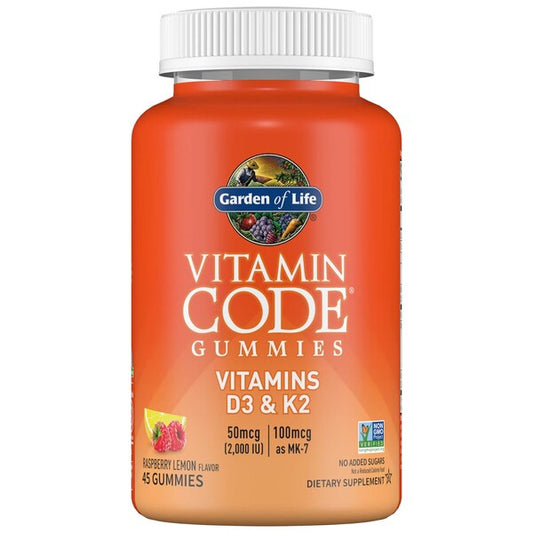 Vitamin Code Gummies Vitamins D3 & K2, Raspberry Lemon, 45 gummies, Garden of Life - Vitax.ro