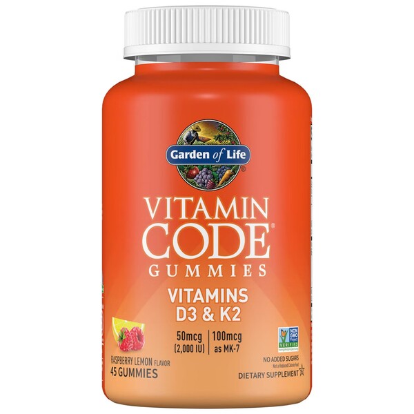 Vitamin Code Gummies Vitamins D3 & K2, Raspberry Lemon, 45 gummies, Garden of Life - Vitax.ro