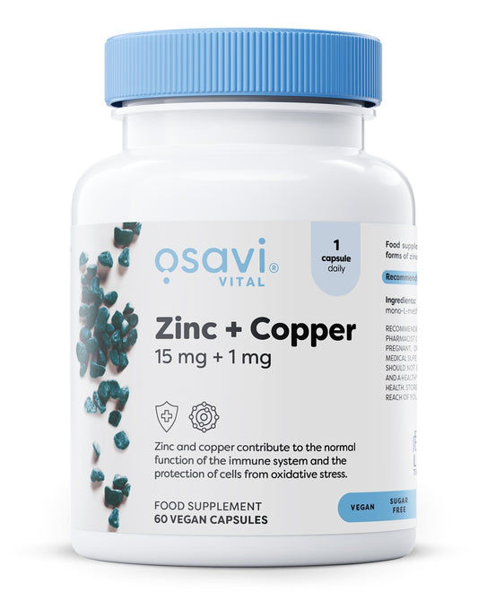 Zinc + Copper, 15mg + 1mg - 60 vegan caps - Vitax.ro