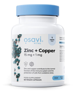 Zinc + Copper, 15mg + 1mg - 60 vegan caps - Vitax.ro