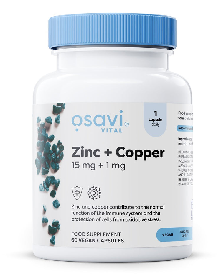Zinc + Copper, 15mg + 1mg - 60 vegan caps - Vitax.ro
