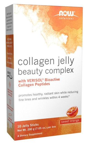 Collagen Jelly Beauty Complex, Sweet Orange, 10 jelly sticks, NOW Food - Vitax.ro